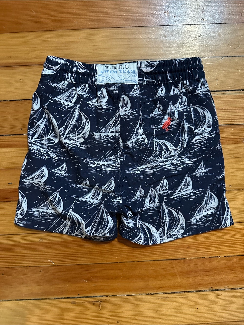 T.B.B.C. Swim Team Nautical Sailboat Swim Shorts - Navy & White